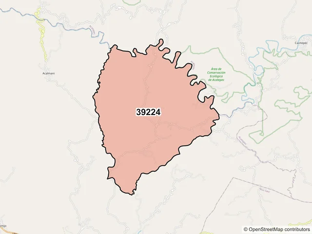 Mapa del código postal 39224, Ayutla de los Libres, Guerrero