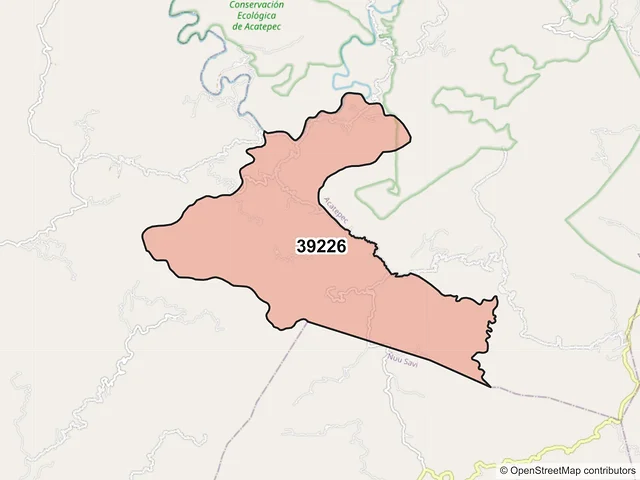 Mapa del código postal 39226, Ayutla de los Libres, Guerrero