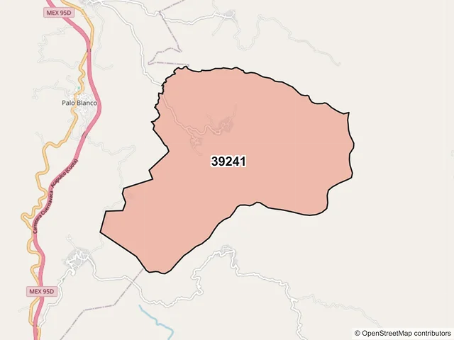 Mapa del código postal 39241, Mochitlán, Guerrero