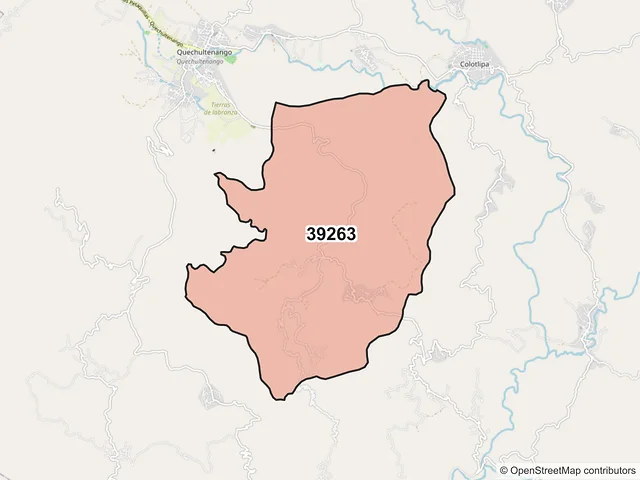 Mapa del código postal 39263, Quechultenango, Guerrero