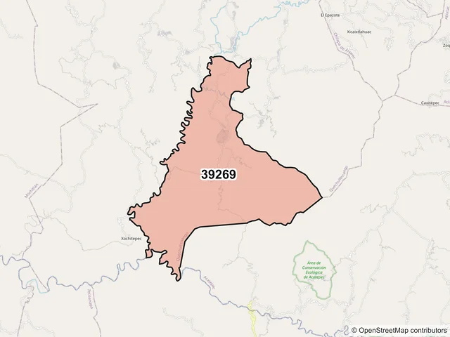 Mapa del código postal 39269, Quechultenango, Guerrero