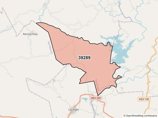 Mapa del código postal 39289, Tecoanapa, Guerrero