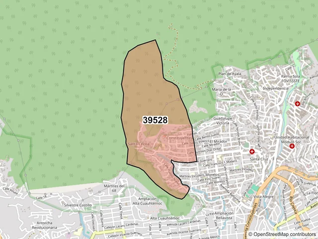 Mapa del código postal 39528, Acapulco de Juárez, Guerrero