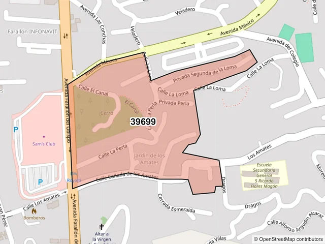 Mapa del código postal 39699, Acapulco de Juárez, Guerrero