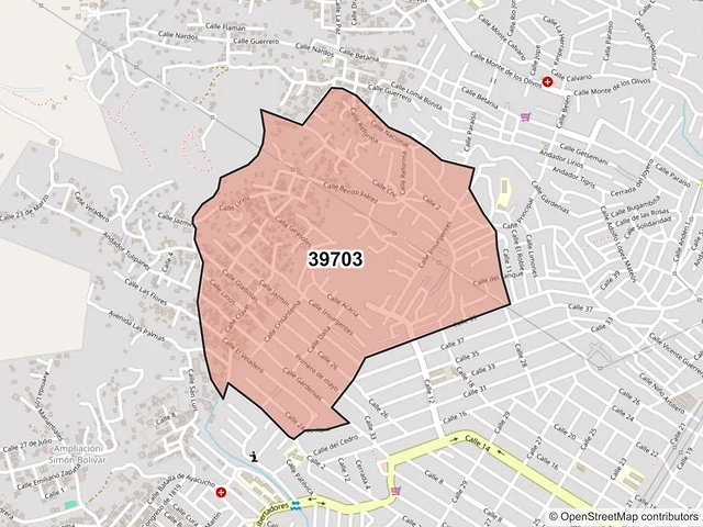 Mapa del código postal 39703, Acapulco de Juárez, Guerrero