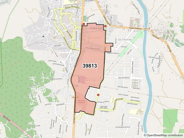 Mapa del código postal 39813, Acapulco de Juárez, Guerrero