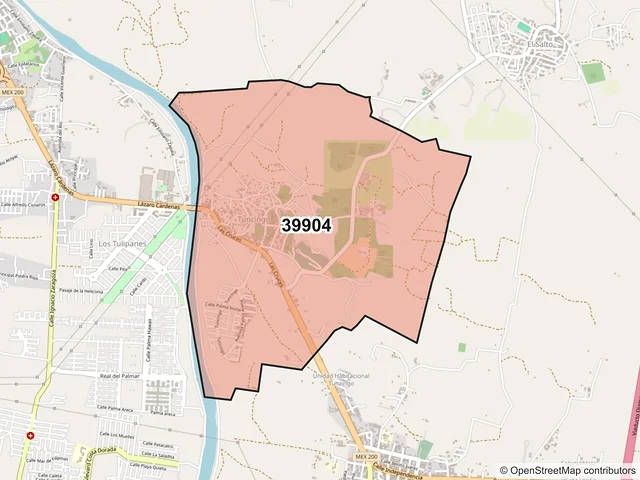 Mapa del código postal 39904, Acapulco de Juárez, Guerrero
