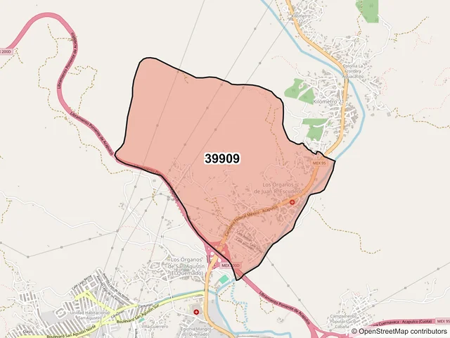 Mapa del código postal 39909, Acapulco de Juárez, Guerrero