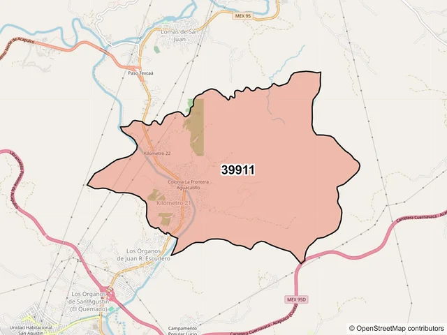 Mapa del código postal 39911, Acapulco de Juárez, Guerrero