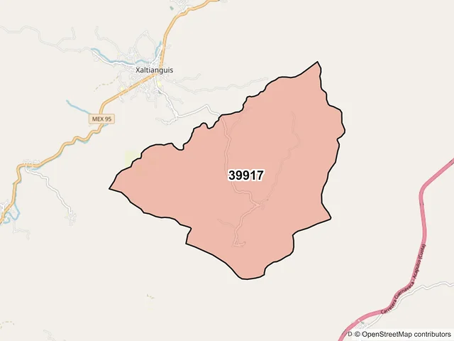 Mapa del código postal 39917, Acapulco de Juárez, Guerrero