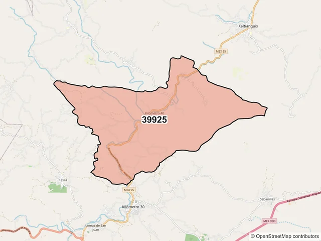 Mapa del código postal 39925, Acapulco de Juárez, Guerrero