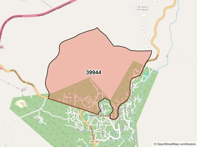 Mapa del código postal 39944, Juan R. Escudero, Guerrero