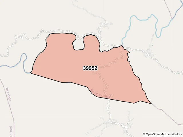 Mapa del código postal 39952, Juan R. Escudero, Guerrero