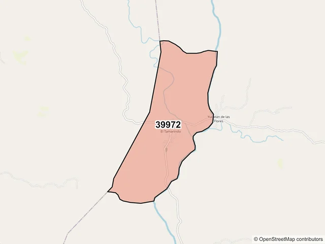 Mapa del código postal 39972, San Marcos, Guerrero