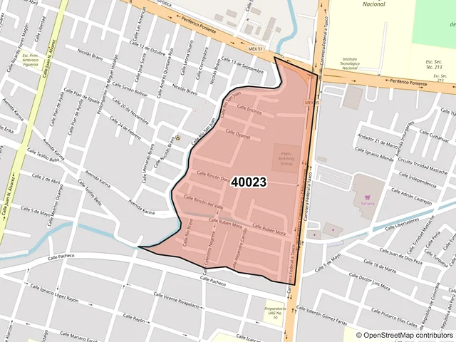 Mapa del código postal 40023, Iguala de la Independencia, Guerrero