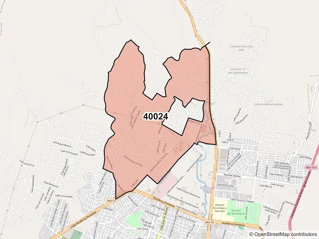 Mapa del código postal 40024, Iguala de la Independencia, Guerrero