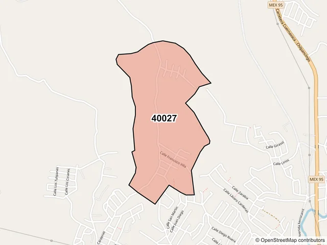 Mapa del código postal 40027, Iguala de la Independencia, Guerrero