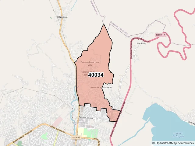 Mapa del código postal 40034, Iguala de la Independencia, Guerrero