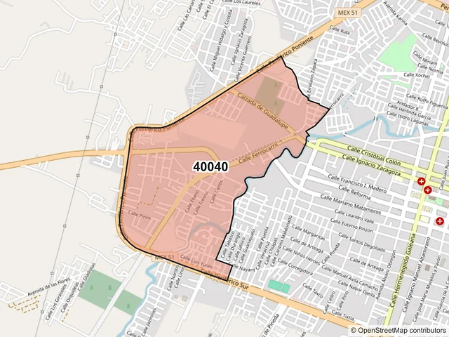 Mapa del código postal 40040, Iguala de la Independencia, Guerrero
