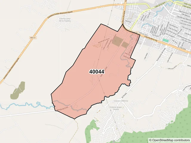 Mapa del código postal 40044, Iguala de la Independencia, Guerrero