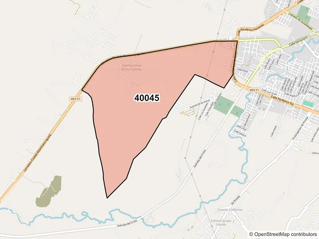 Mapa del código postal 40045, Iguala de la Independencia, Guerrero