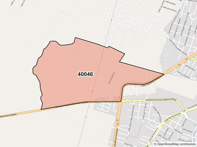 Mapa del código postal 40046, Iguala de la Independencia, Guerrero