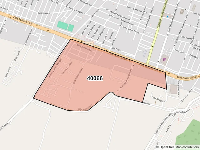 Mapa del código postal 40066, Iguala de la Independencia, Guerrero