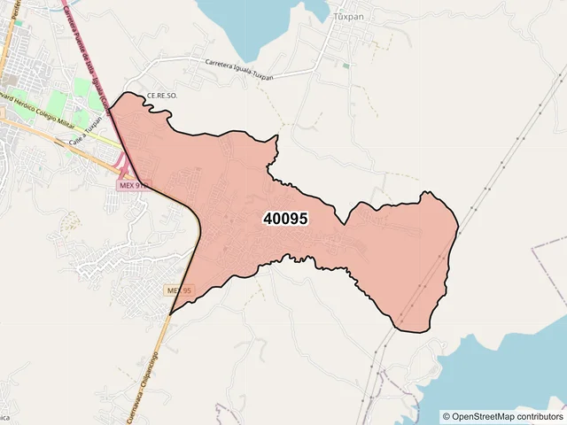 Mapa del código postal 40095, Iguala de la Independencia, Guerrero