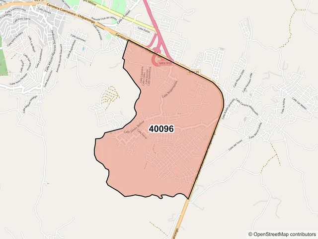 Mapa del código postal 40096, Iguala de la Independencia, Guerrero