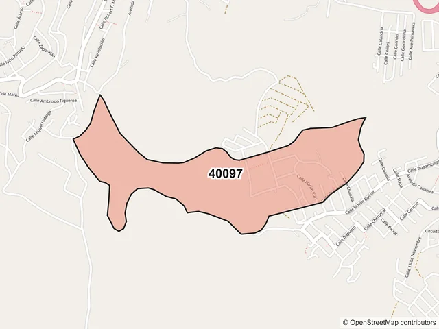 Mapa del código postal 40097, Iguala de la Independencia, Guerrero