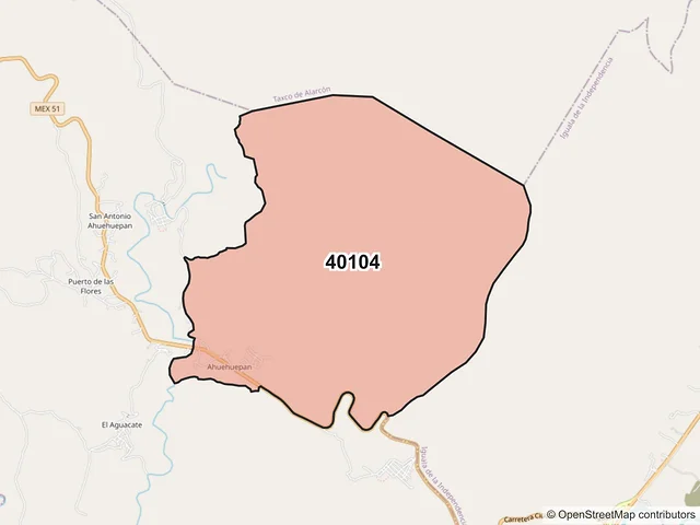 Mapa del código postal 40104, Iguala de la Independencia, Guerrero