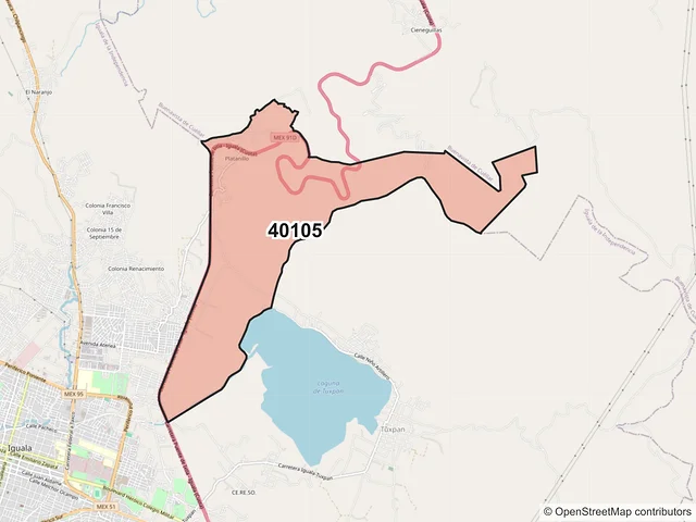 Mapa del código postal 40105, Iguala de la Independencia, Guerrero