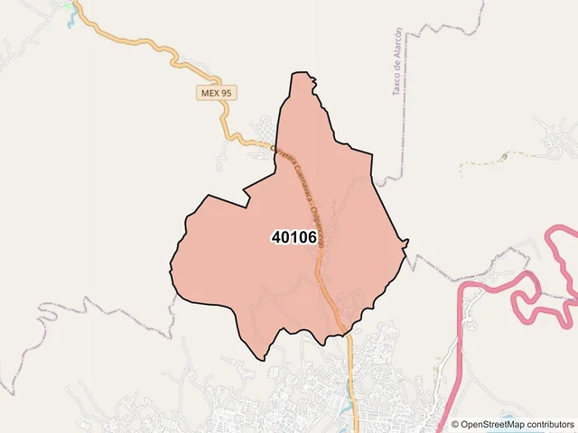 Mapa del código postal 40106, Iguala de la Independencia, Guerrero