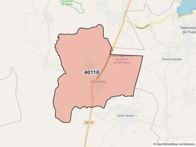 Mapa del código postal 40110, Iguala de la Independencia, Guerrero