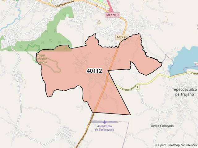 Mapa del código postal 40112, Iguala de la Independencia, Guerrero