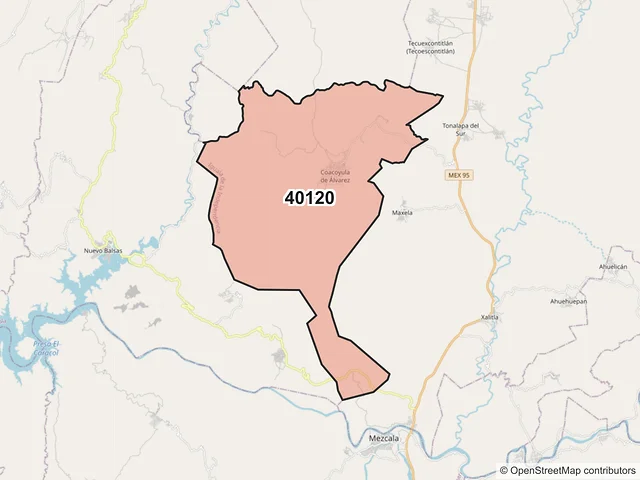 Mapa del código postal 40120, Iguala de la Independencia, Guerrero
