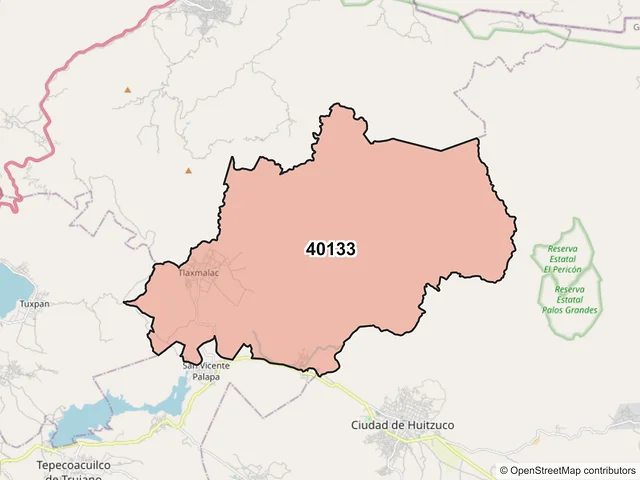 Mapa del código postal 40133, Huitzuco de los Figueroa, Guerrero