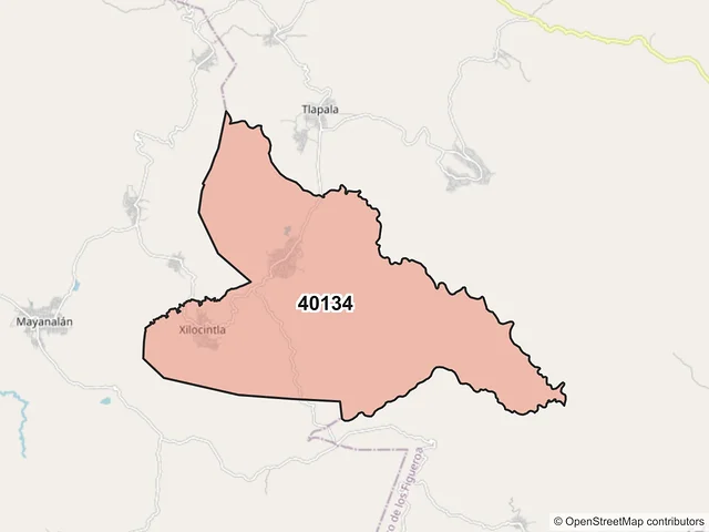 Mapa del código postal 40134, Huitzuco de los Figueroa, Guerrero