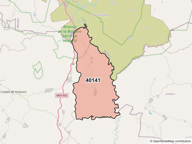 Mapa del código postal 40141, Huitzuco de los Figueroa, Guerrero