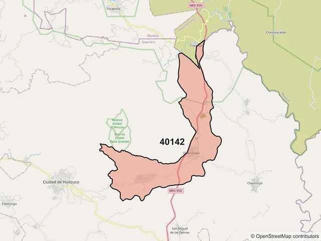 Mapa del código postal 40142, Huitzuco de los Figueroa, Guerrero