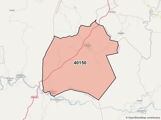 Mapa del código postal 40150, Huitzuco de los Figueroa, Guerrero