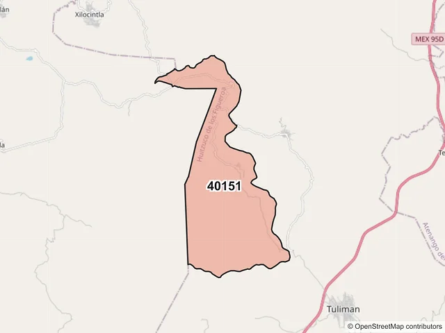 Mapa del código postal 40151, Huitzuco de los Figueroa, Guerrero
