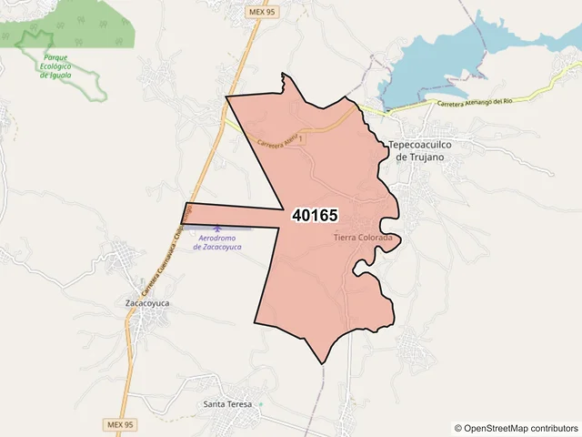 Mapa del código postal 40165, Tepecoacuilco de Trujano, Guerrero