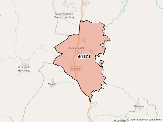 Mapa del código postal 40171, Tepecoacuilco de Trujano, Guerrero