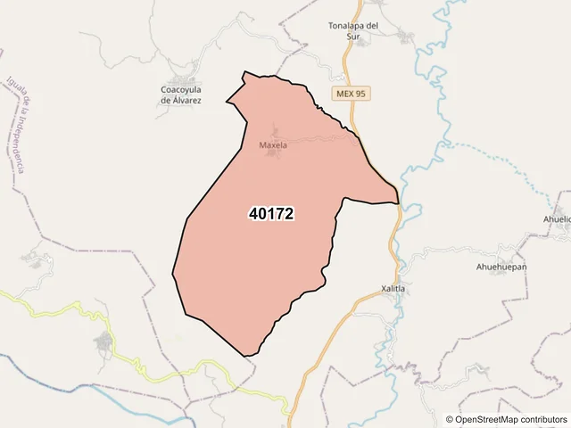 Mapa del código postal 40172, Tepecoacuilco de Trujano, Guerrero