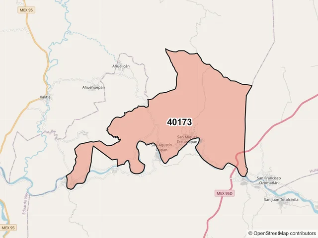 Mapa del código postal 40173, Tepecoacuilco de Trujano, Guerrero