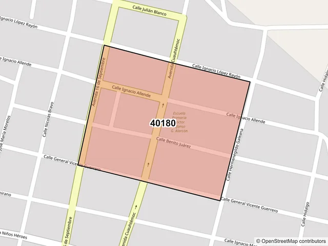 Mapa del código postal 40180, Eduardo Neri, Guerrero