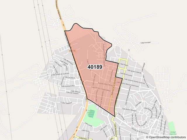 Mapa del código postal 40189, Eduardo Neri, Guerrero