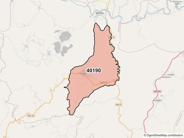 Mapa del código postal 40190, Eduardo Neri, Guerrero