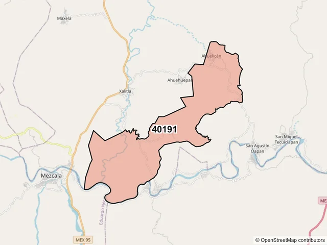 Mapa del código postal 40191, Eduardo Neri, Guerrero